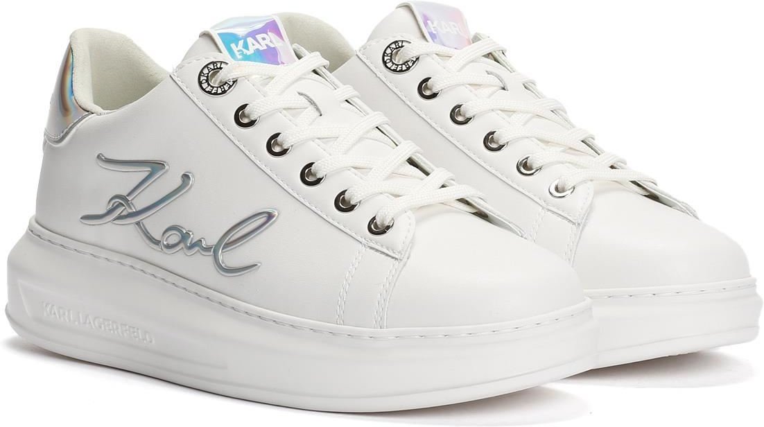 Karl Lagerfeld Kapri Signa Spitze Leder Damen Weiß/Iridiscent Sneaker
