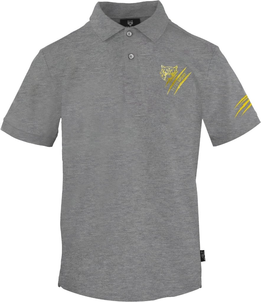 Plein Sport Small Tiger Scratch Logo Graues Poloshirt