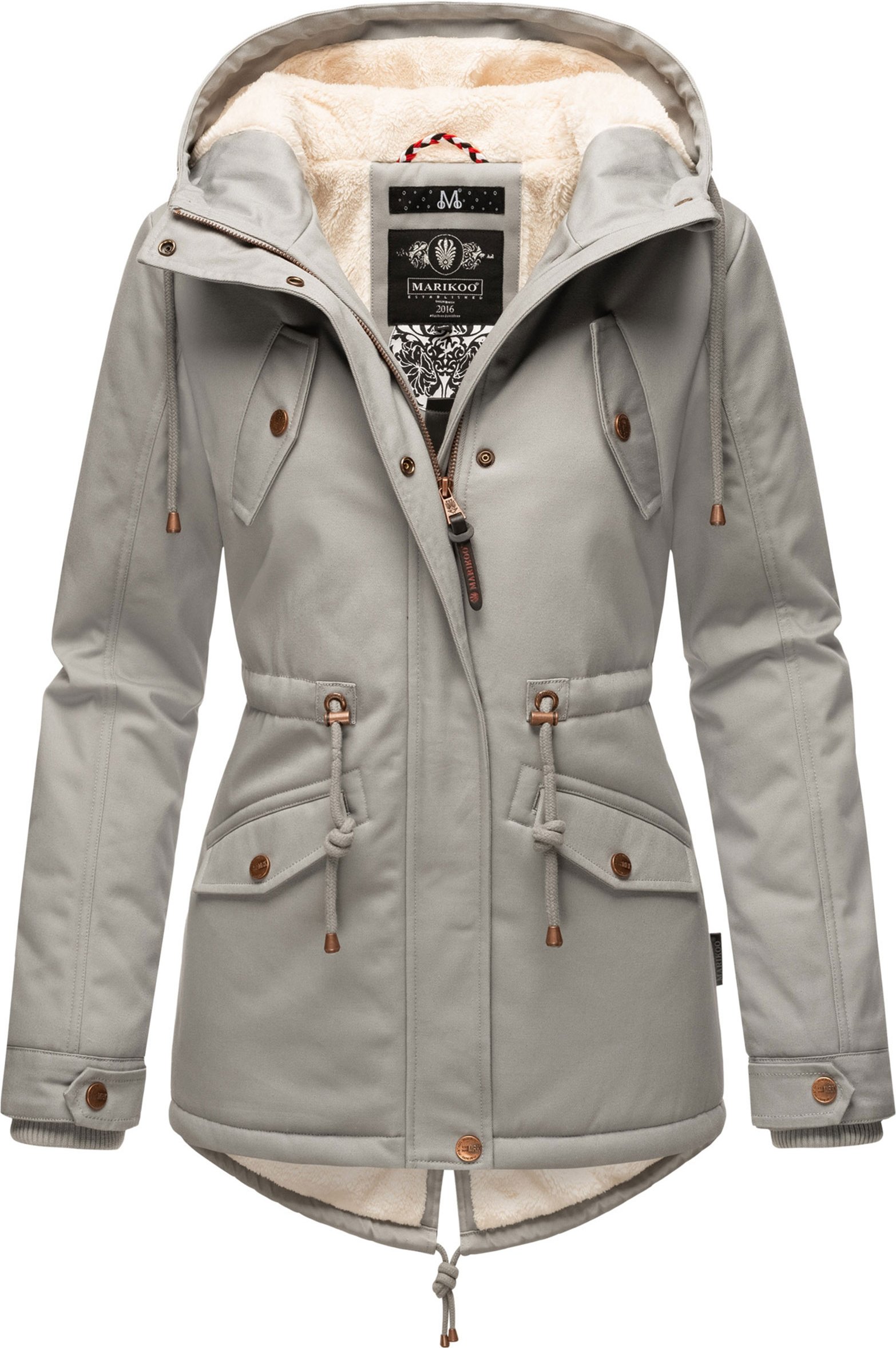 Marikoo Damen Winterjacke Manolya mit Teddyfellfutter & Baumwoll-Obermaterial