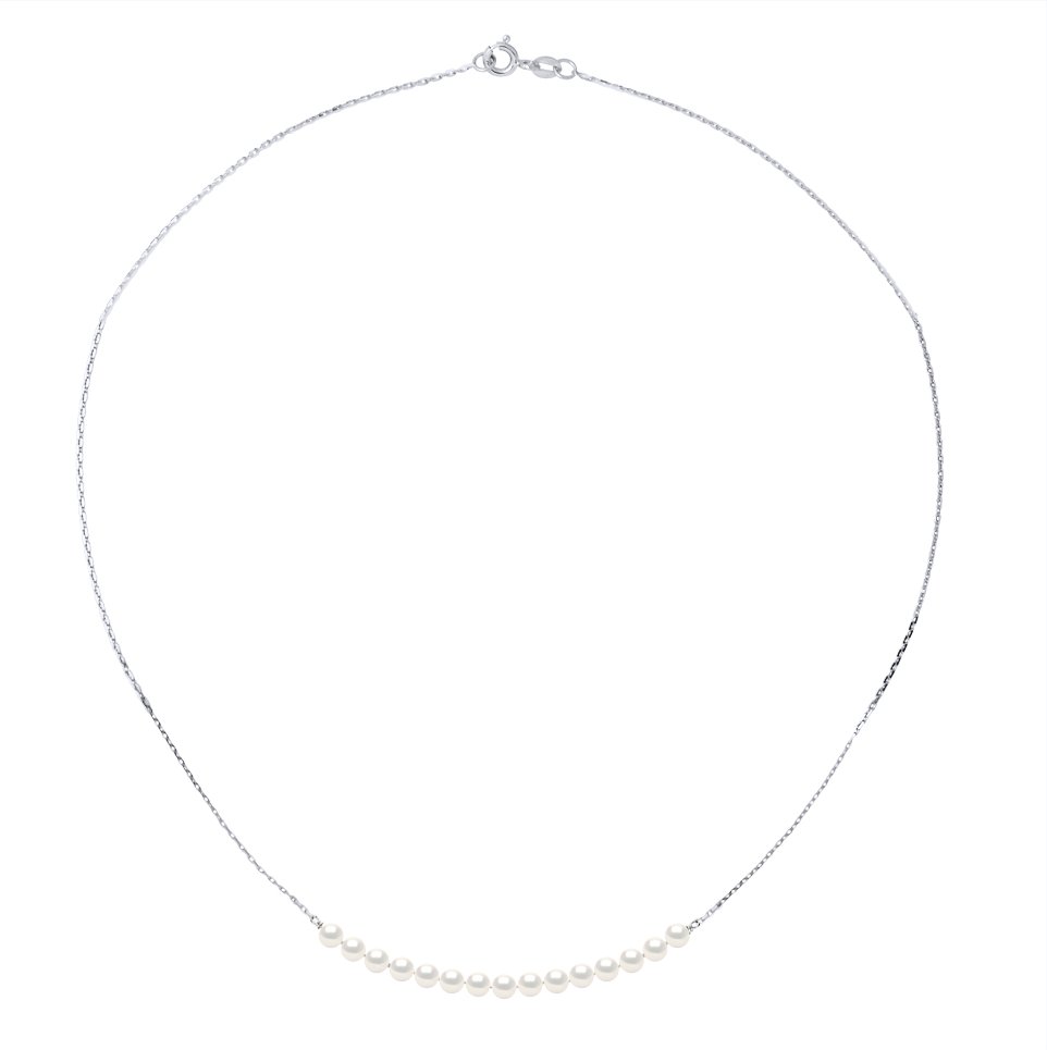 Halskette Panzerkette Perlen – 15 echte Süßwasser-Zuchtperlen rund 3–4 mm