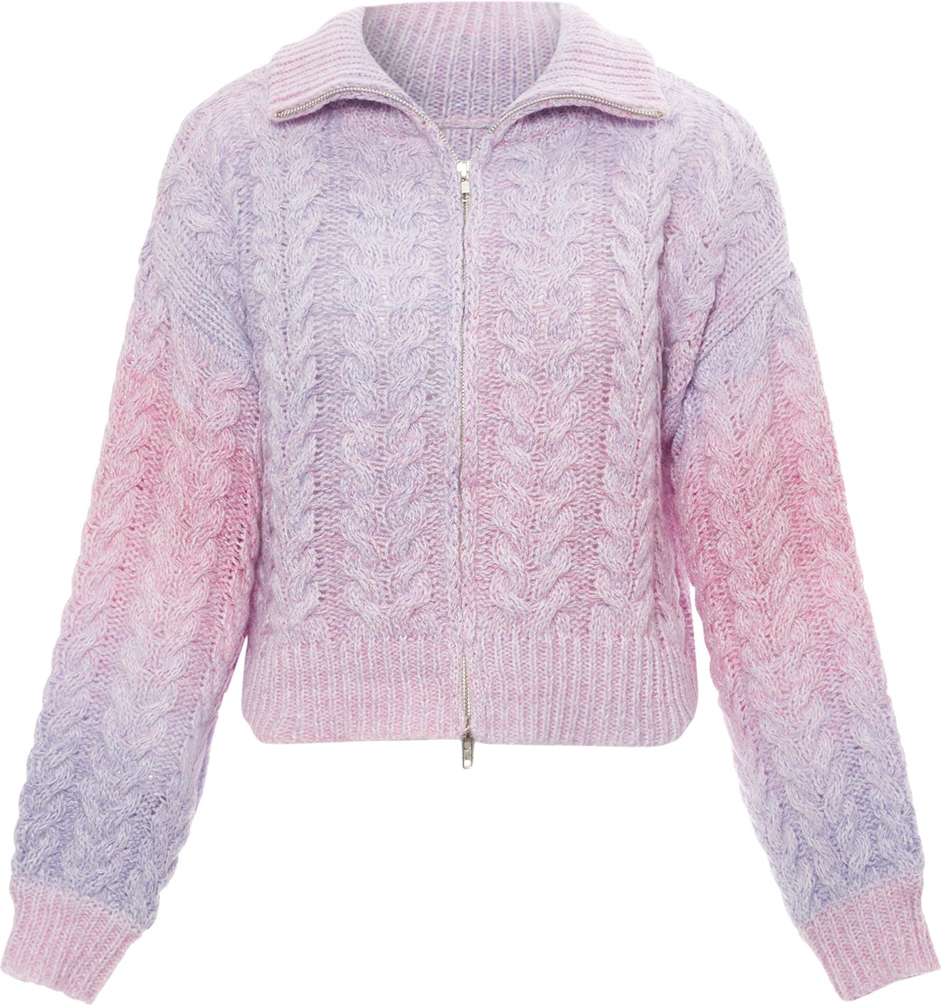 Thumbnail - Mymo Strickjacke Damen LILA WOLLWEISS