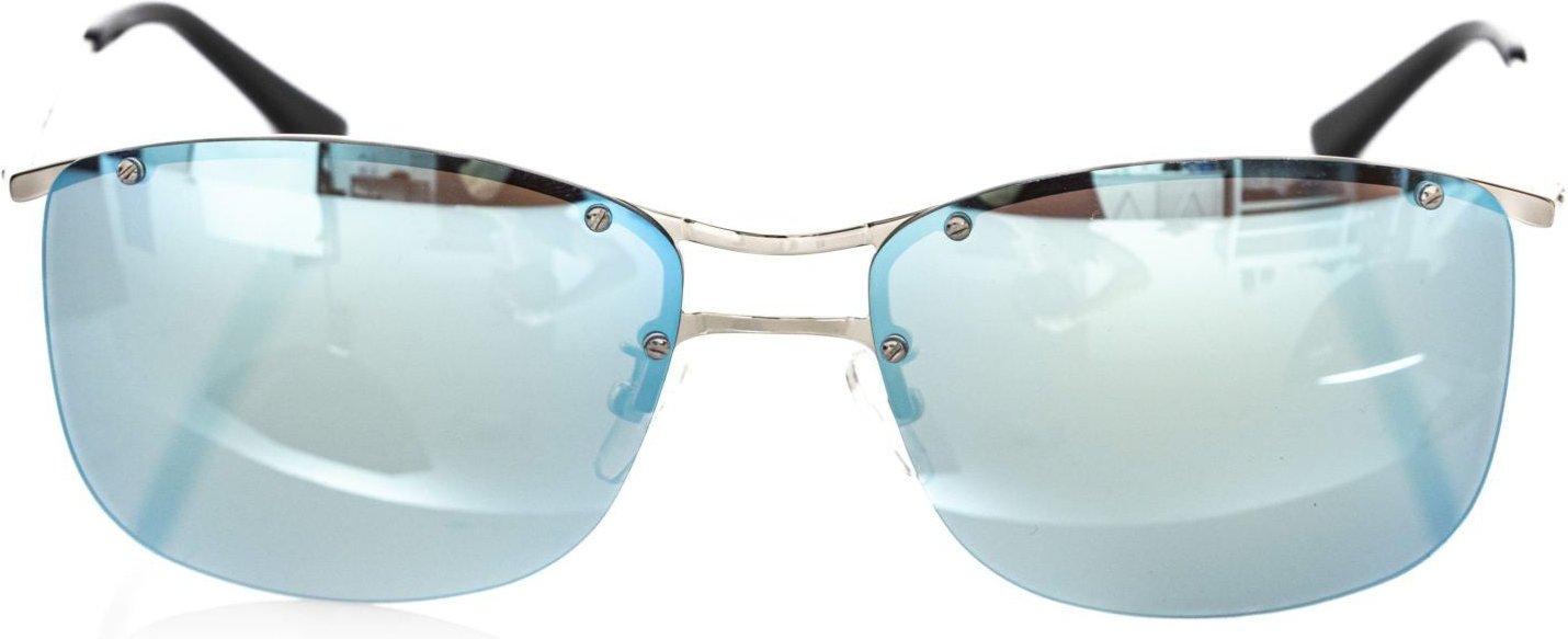 Frankie Morello Silberne Metallic Herren-Sonnenbrille