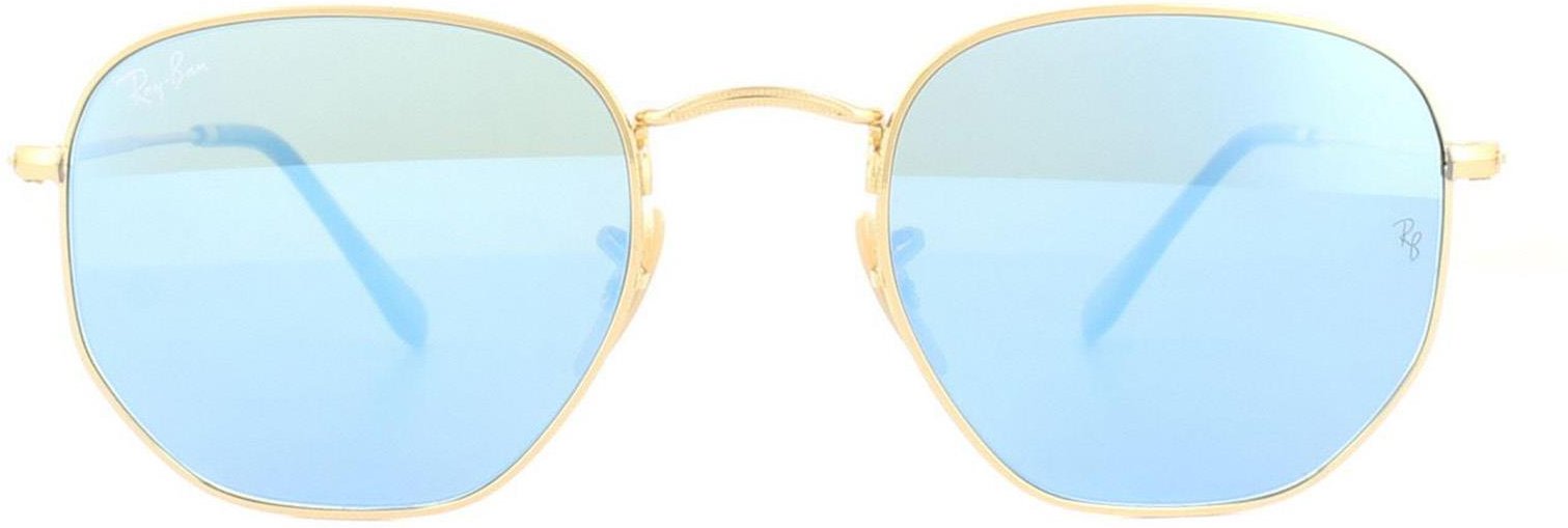 Lunettes De Soleil Ray-Ban Hexagonal 3548N 001/9O Miroir Dégradé Bleu Clair De L'or 54mm