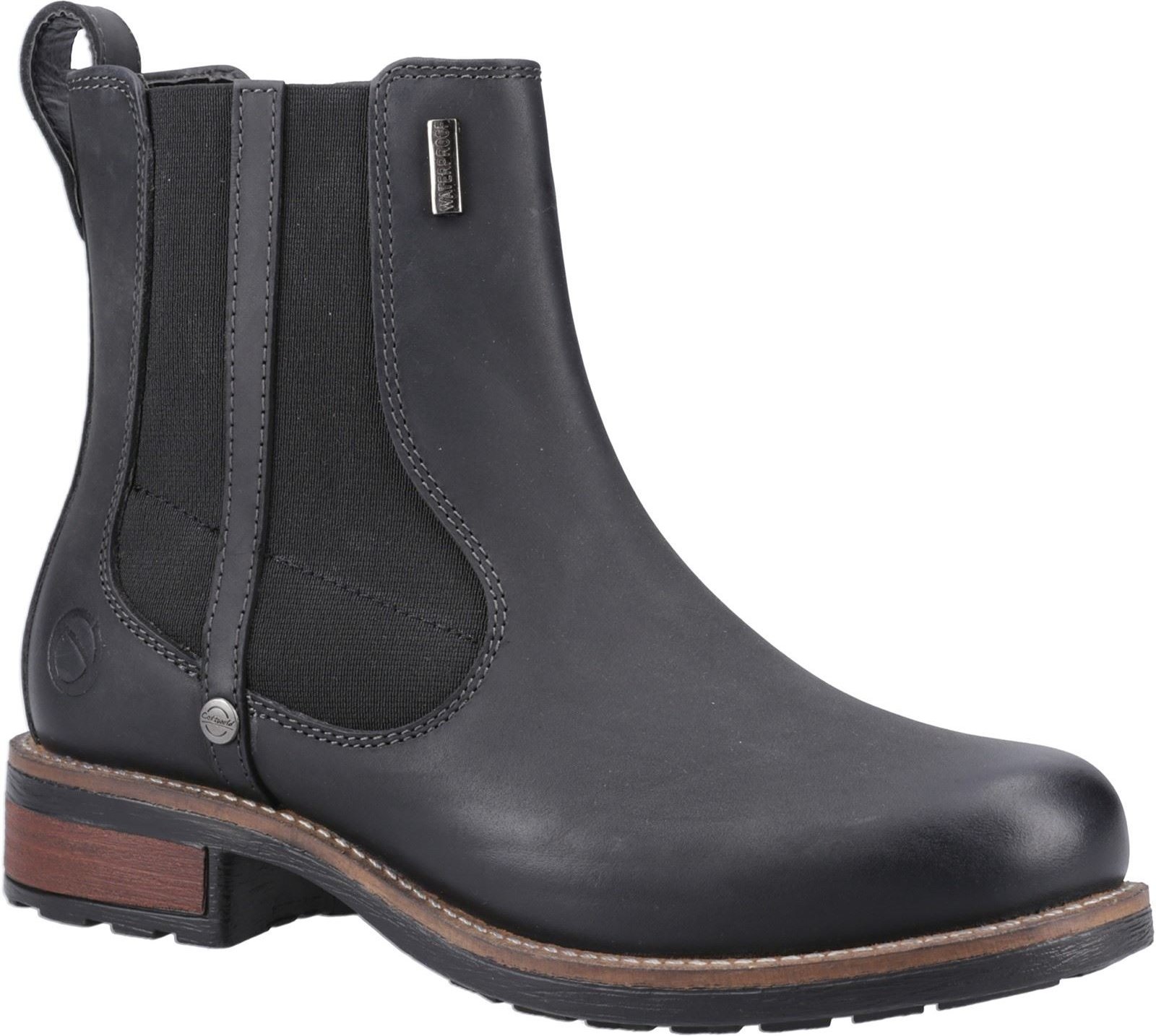 Cotswold Notgrove Damen Chelsea Stiefel aus schwarzem Leder