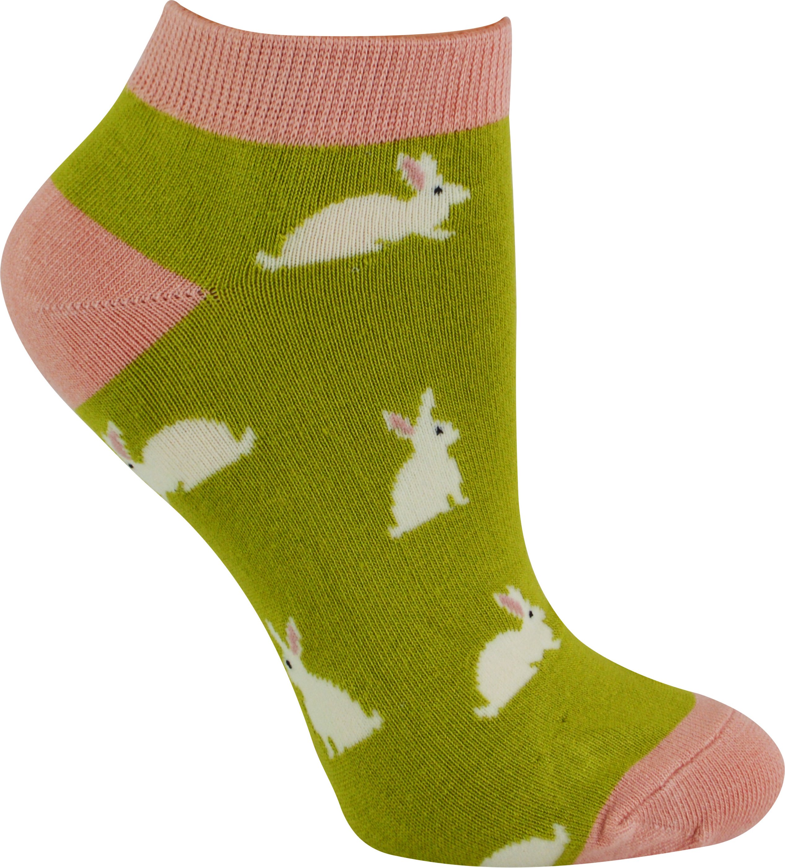 Damen Bambus Trainer Socken | Miss Sparrow | Atmungsaktive Low Cut Socken für Frauen - Kaninchen (Lime)