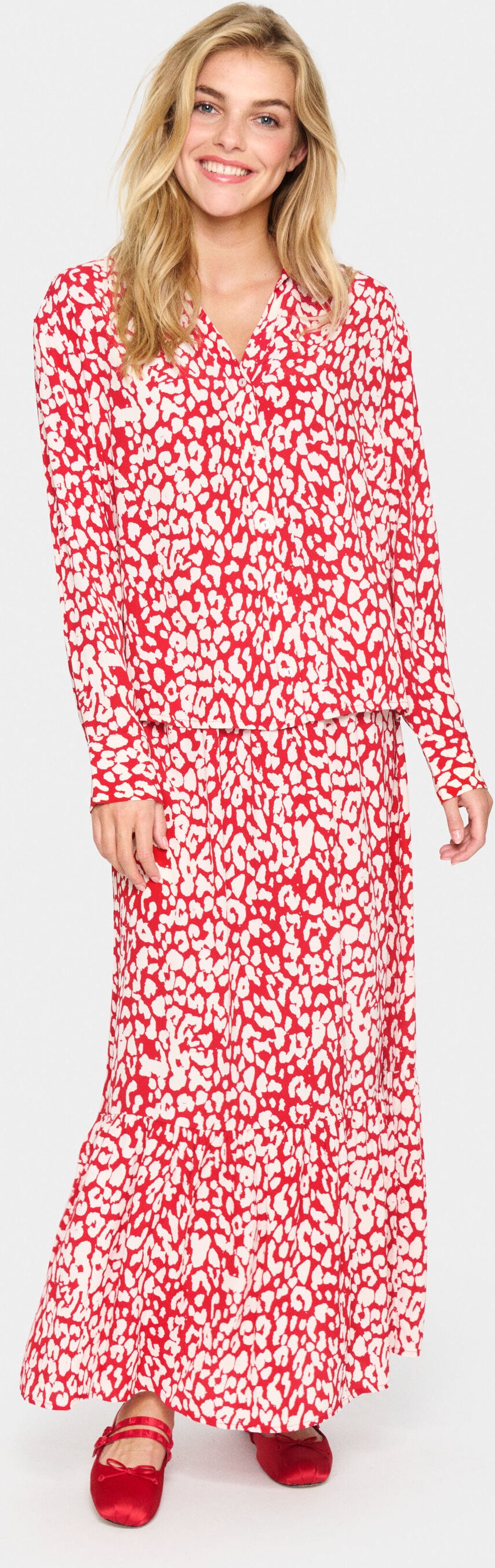 Langarm-Hemd Gerade Passform Crimson Leopard