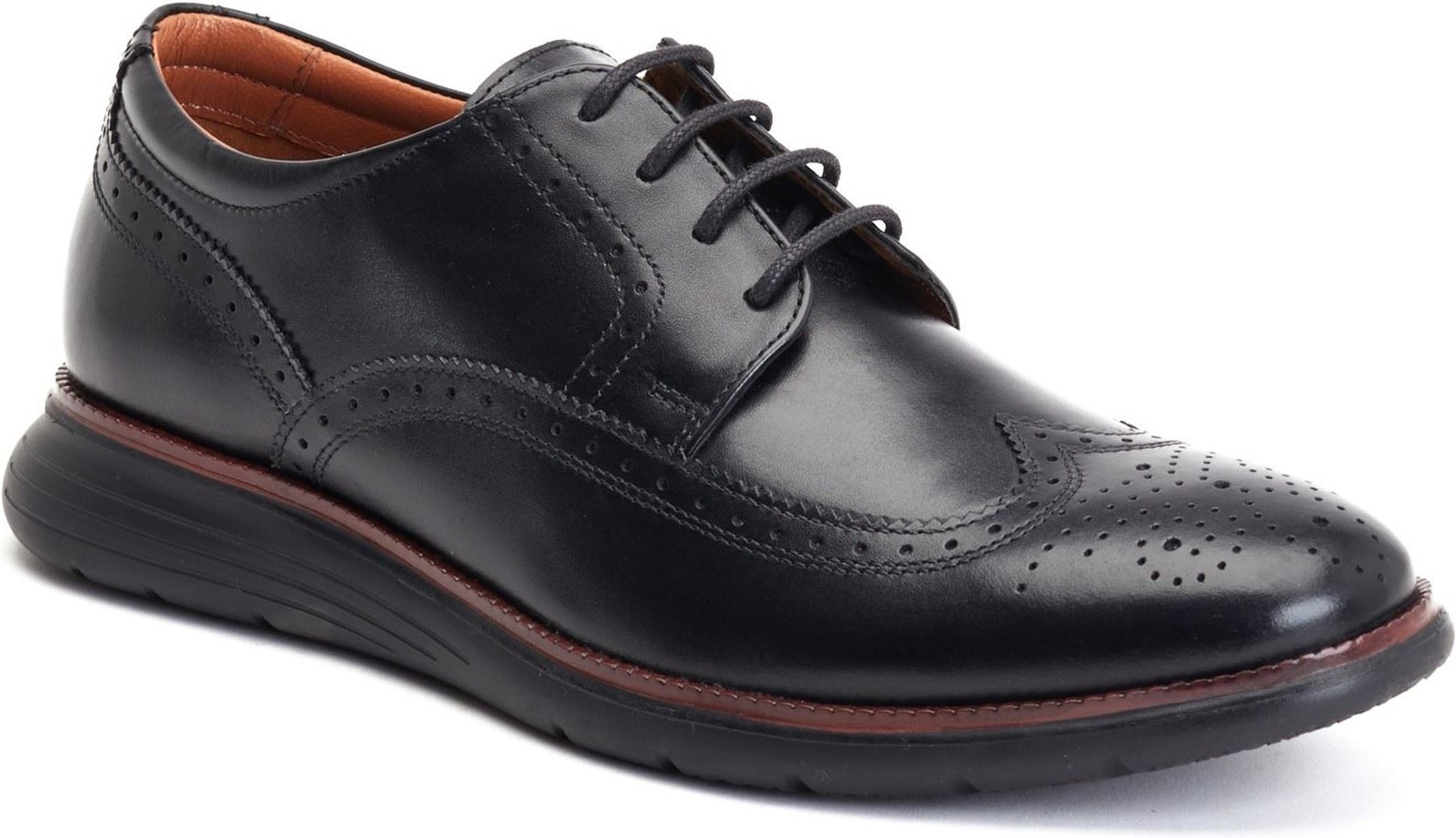 Base London Flight Leder Herren Schwarz Brogues-Schuhe