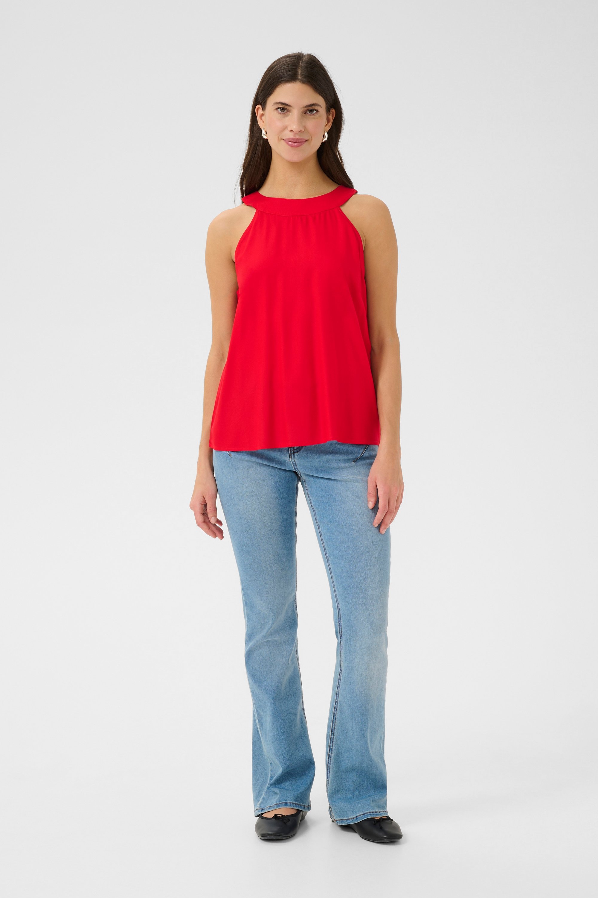 Ärmellose Bluse Straight fit red