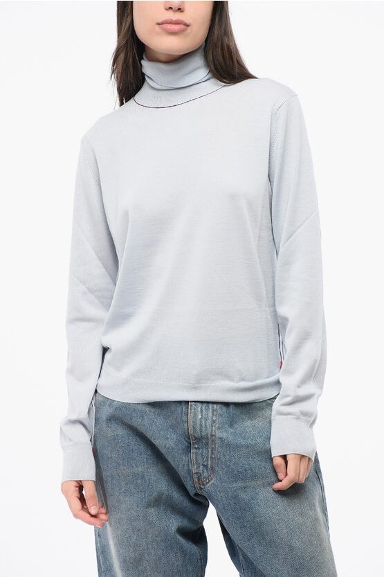 MM4 MM14 – Einfarbiger Rollkragenpullover aus Wolle in Hellblau