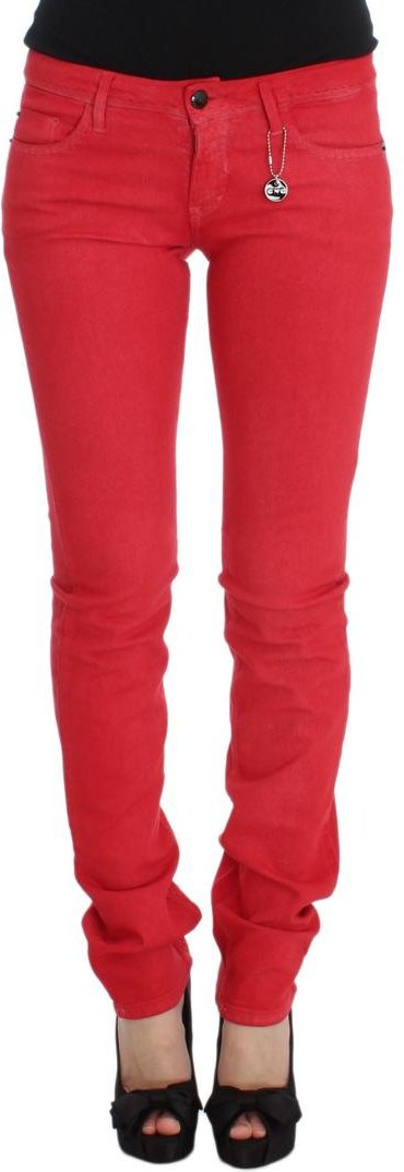 Costume National Damen Rote Baumwollmischung Super Slim Fit Jeans