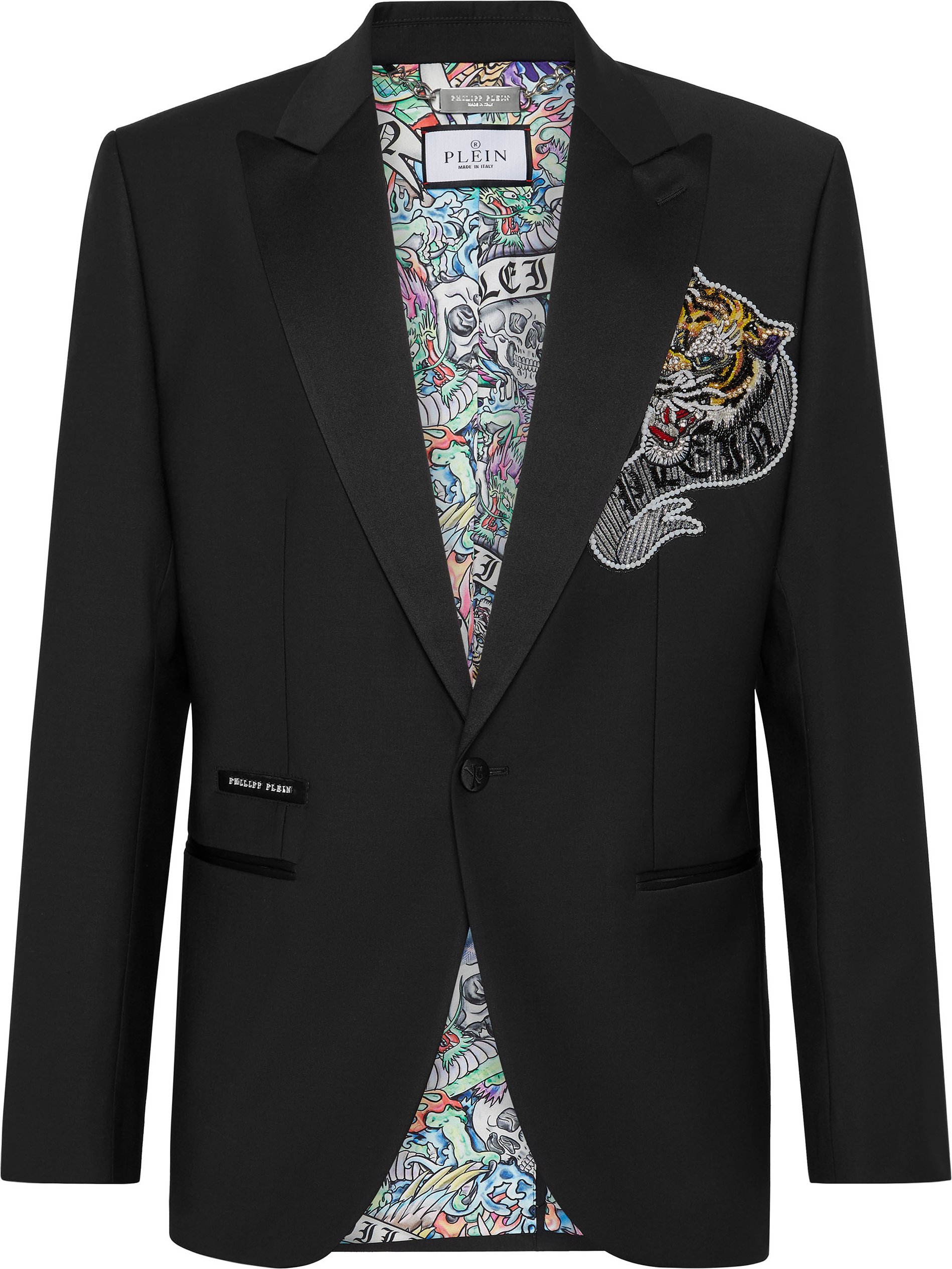 Einknopf-Blazer Slim Fit Tattoo