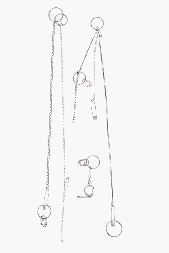 MM6 Pins mit Sicherheitsnadeln und Kettendesign in Silber