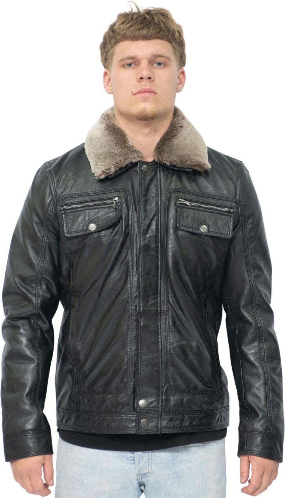 Herren Trucker Shirt Lederjacke-Galway