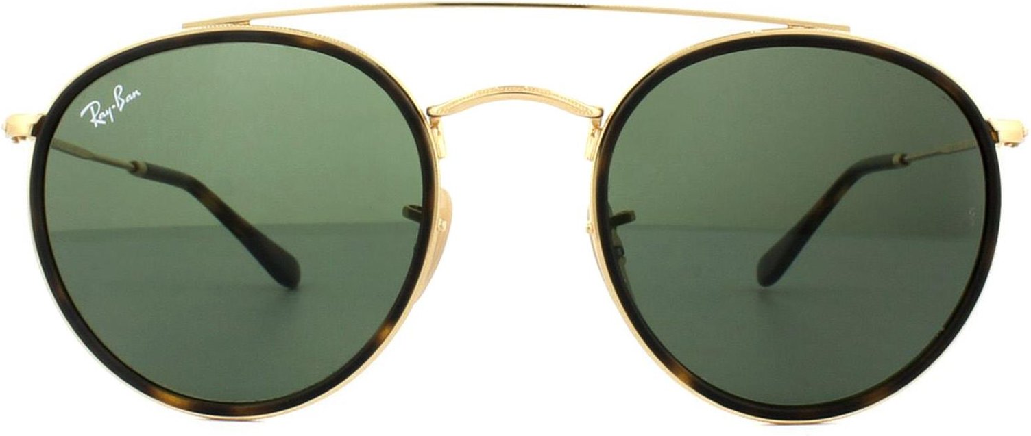 Ray-Ban Sonnenbrille Runde Doppelbrücke 3647N 001 Gold Grün