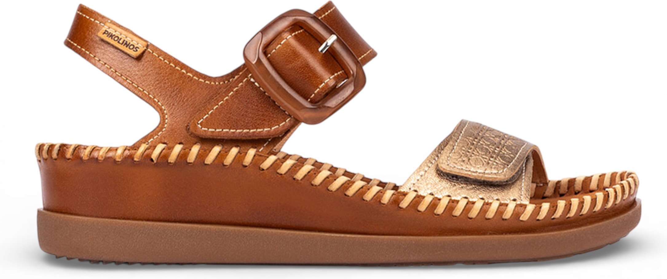 Pikolinos Damen Braune Leder Leichte Sommer-Keilsandalen - Cadaques