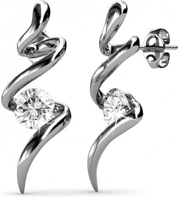 Spiralförmige Ohrringe - Silber und Kristall