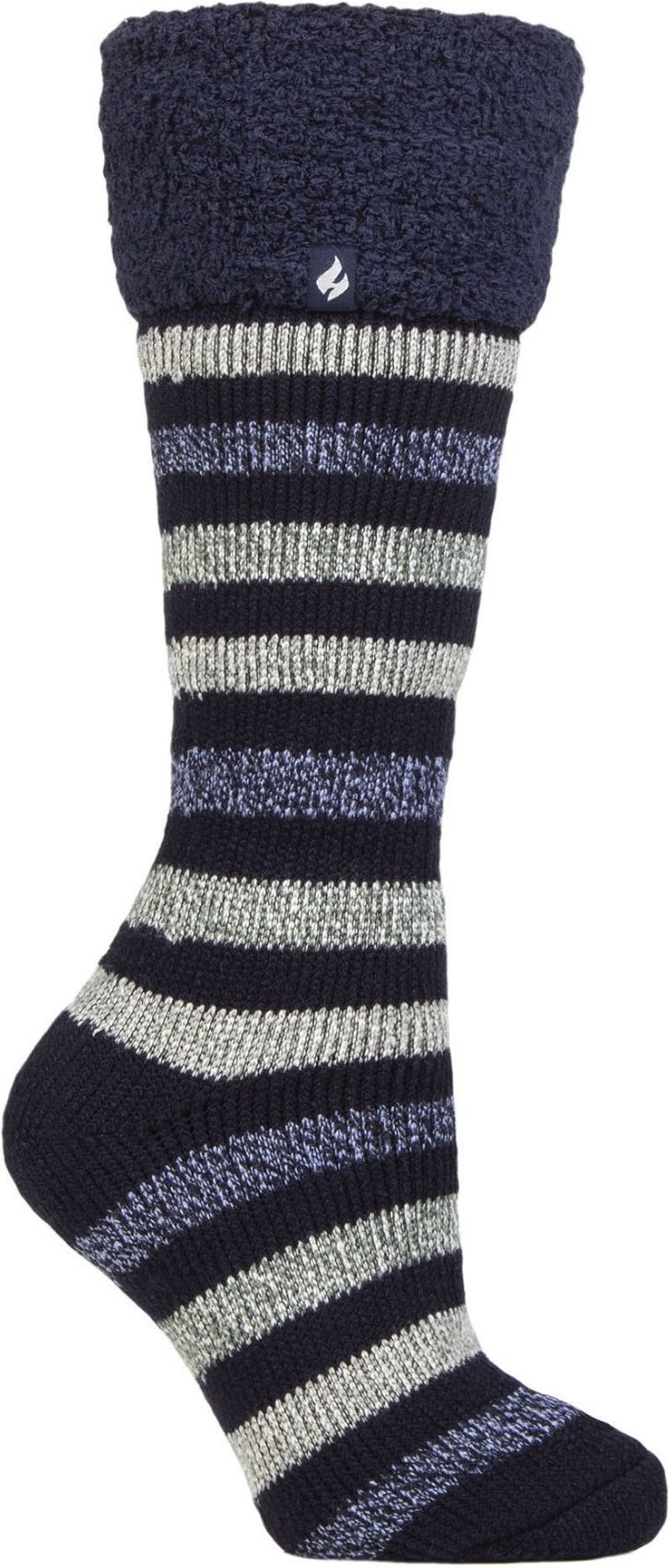 Damen Mehrfarbige Gestreifte Gemusterte Lange Gummistiefel Thermosocken