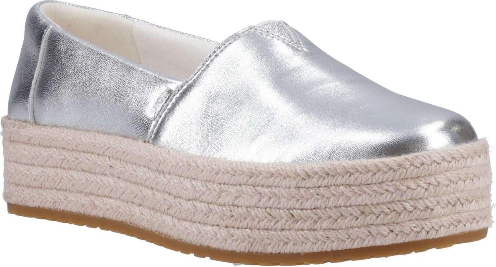 TOMS Valencia Damen Espadrilles aus silbernem Leder.