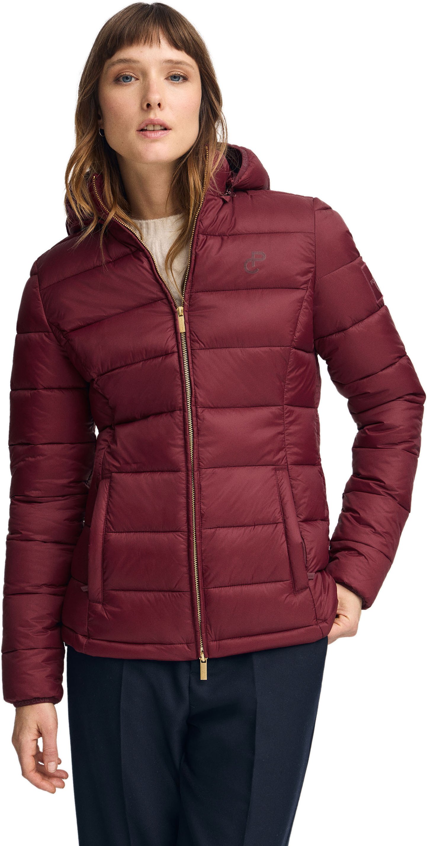 Jacke Cara Ultralight granatrot mit Polo Club-Logo