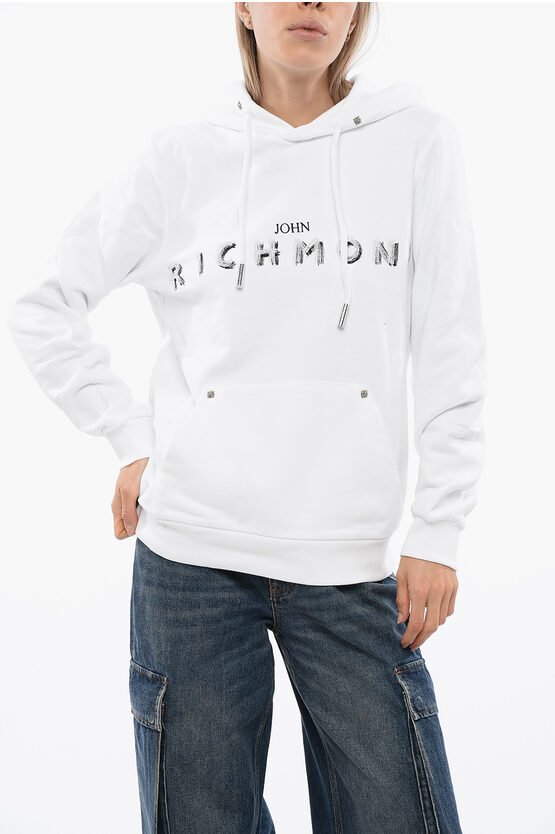 BETTO Hoodie Sweatshirt mit gesticktem Logo in Weiß