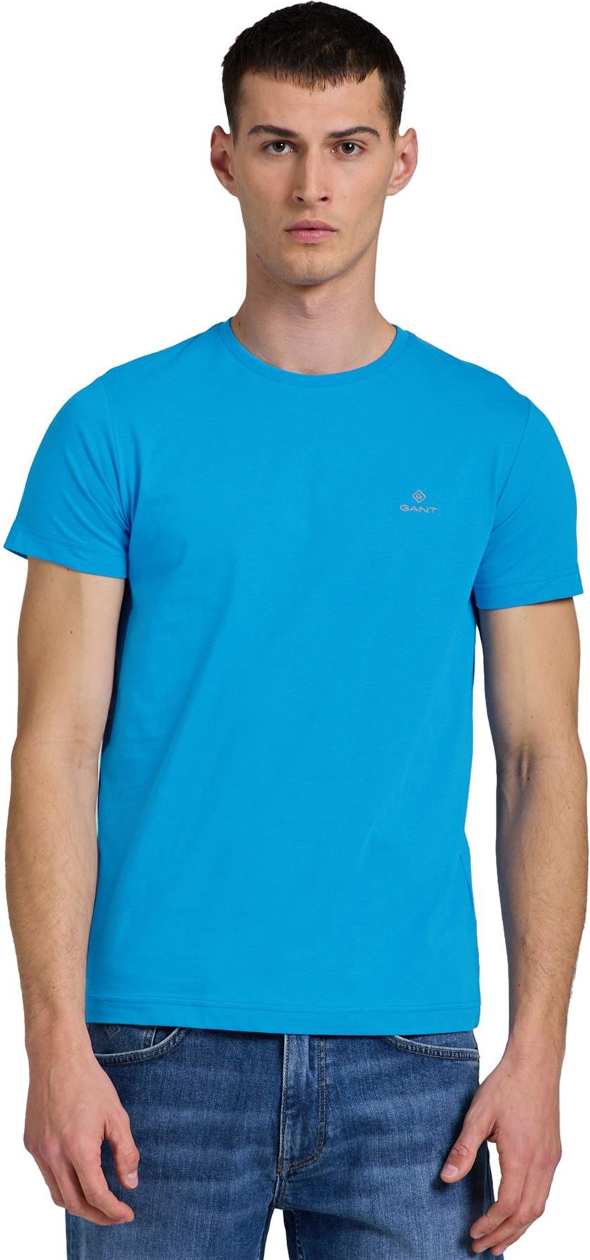 Gant | Herren T-Shirt mit Rundhalsausschnitt Kontrast Logo - Blau