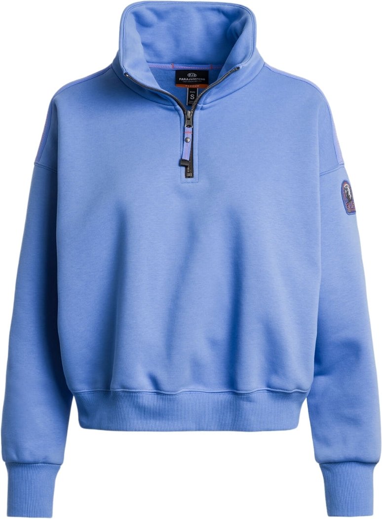 Parajumpers - Box Fit - Zendaya - Sweatshirt In Kornblumenblau Mit Viertelreißverschluss