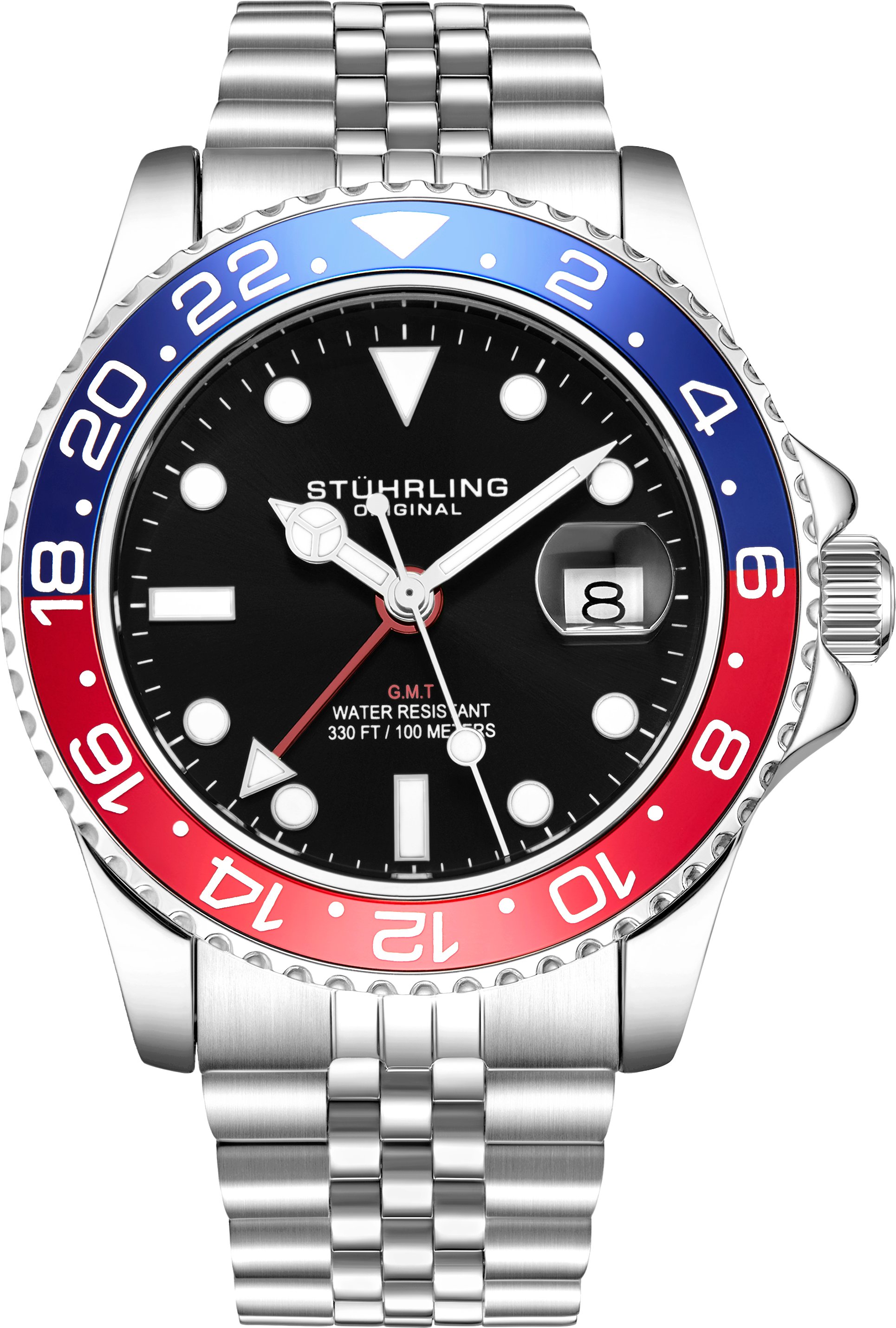 Rot und Blau Meridian GMT Quarz 42mm