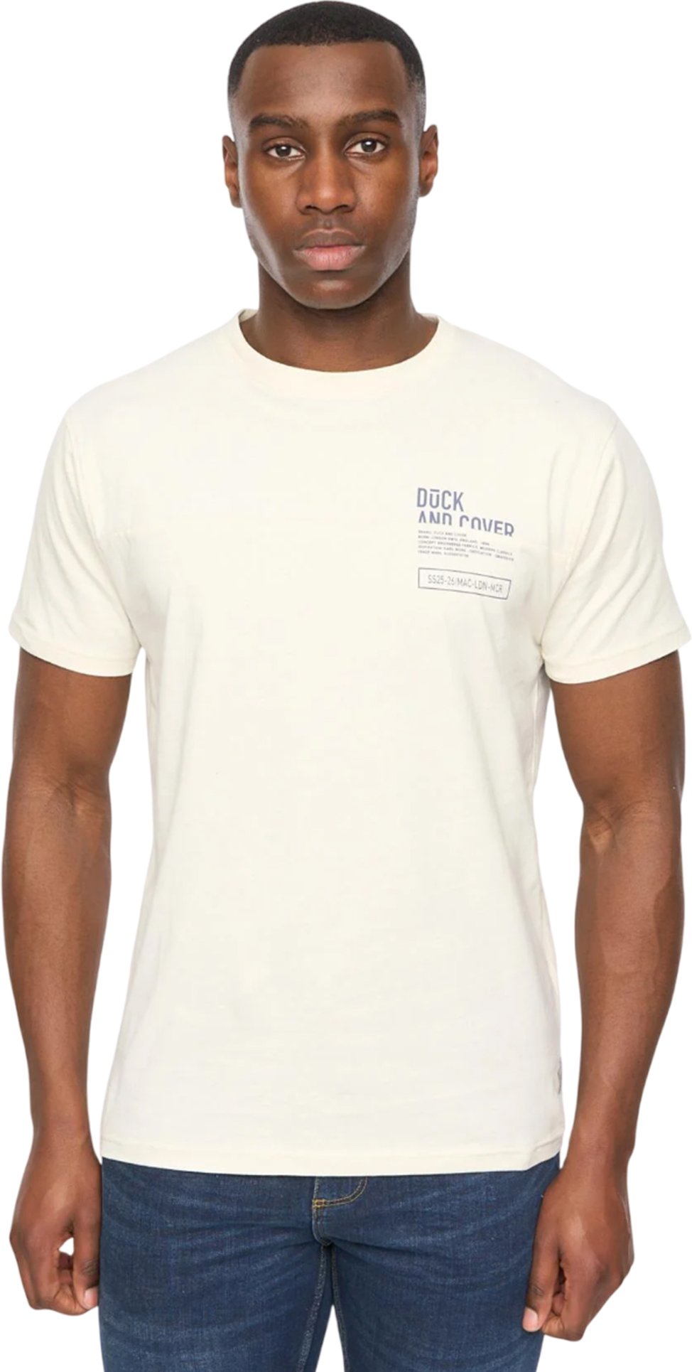 Duck and Cover - "Seamtext" T-Shirt für Herren (Naturweiß)