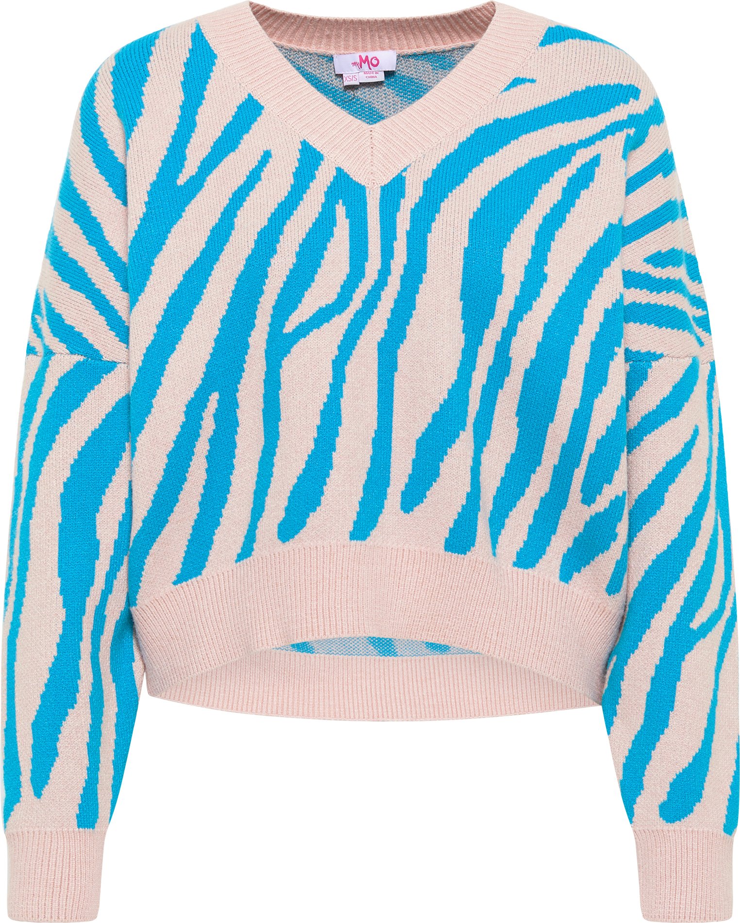 Mymo Strickpullover Damen Rosa Türkis