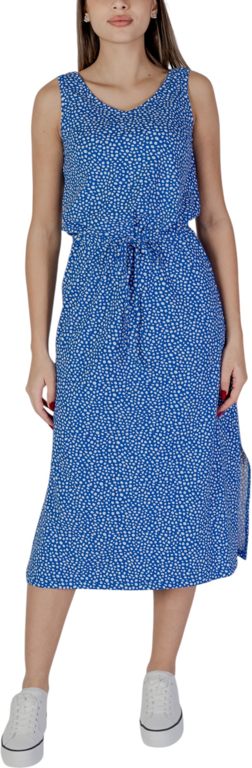 Ärmelloses Midi-Kleid mit V-Ausschnitt