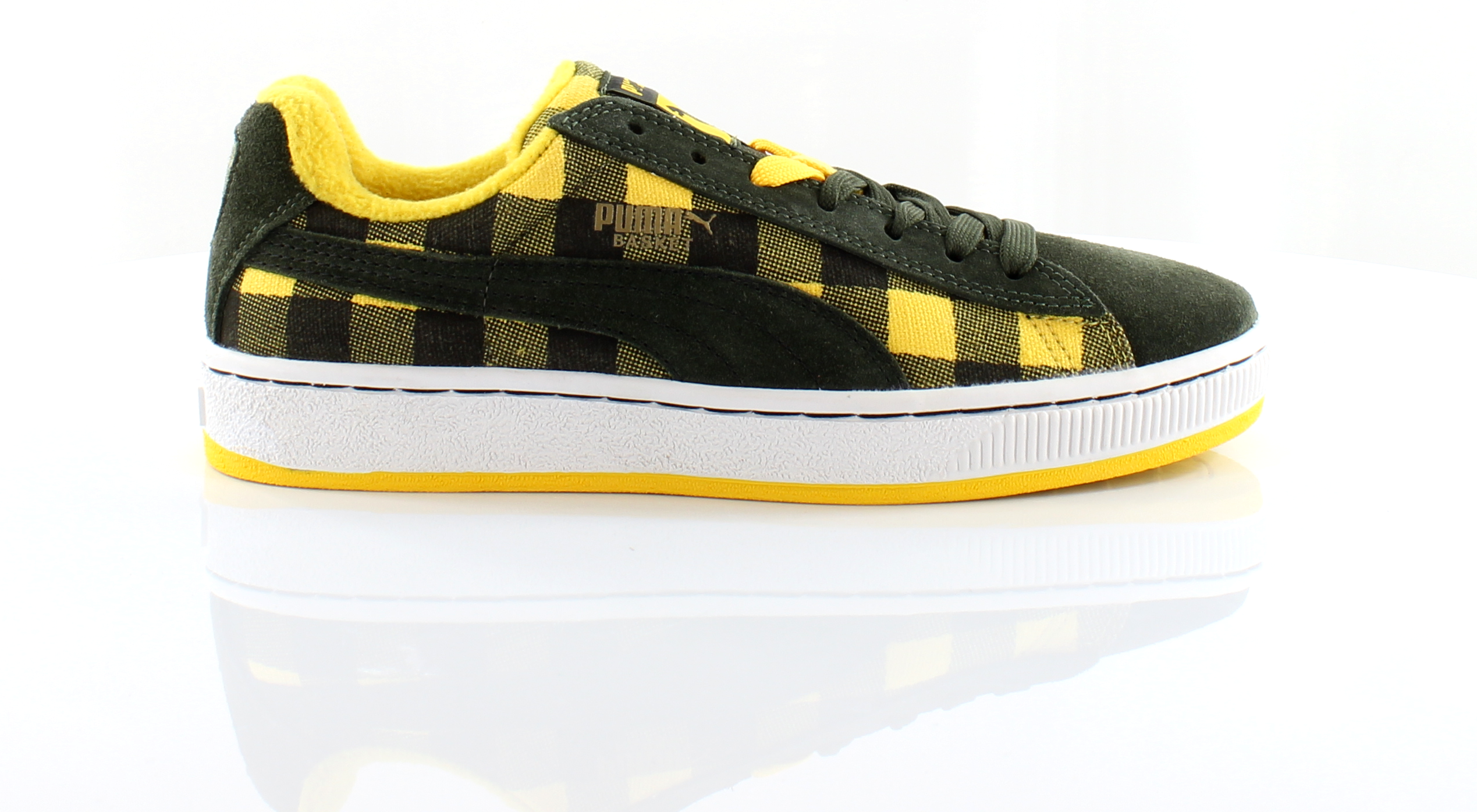 Puma -Korb II Überprüfen Sie grüne gelbe synthetische Herren -Trainer 352299 02