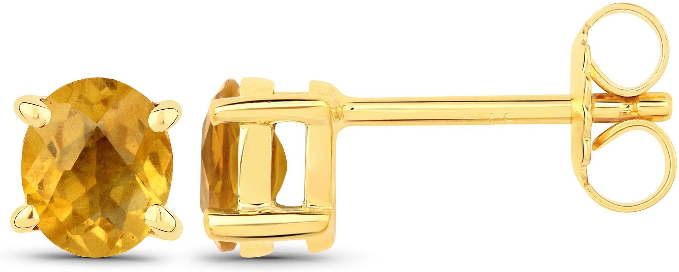 Vira Jewels Ohrstecker 925-Sterling Silber vergoldet Glänzend Citrin gelb