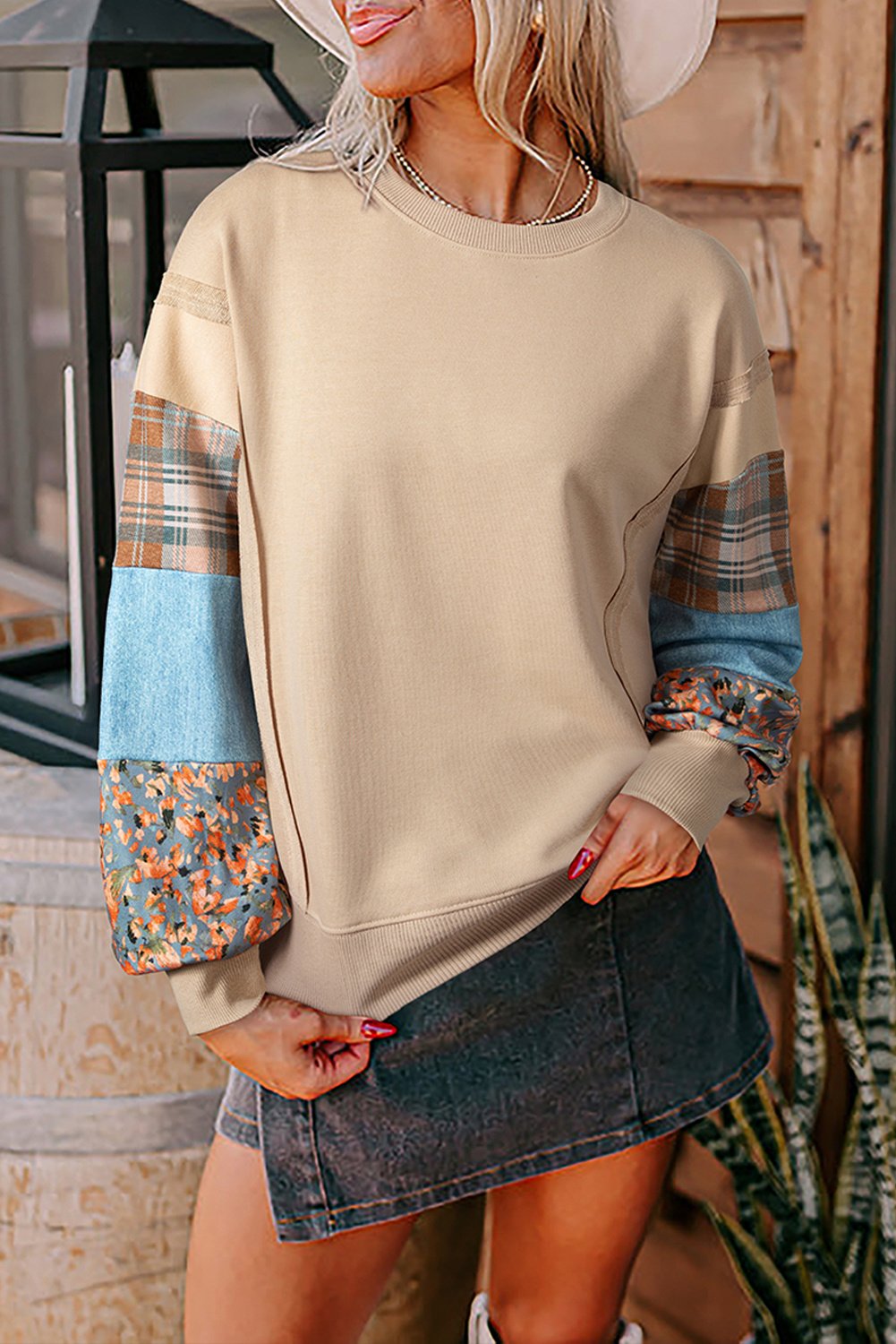 Patchwork Ärmel Sweatshirt