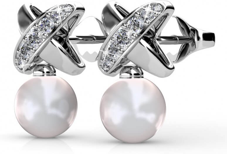 Chris Perlenohrringe - Silber und Kristall