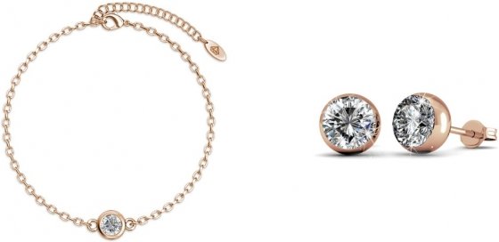 Geburtsstein Mond Set - Rose Gold und Kristall