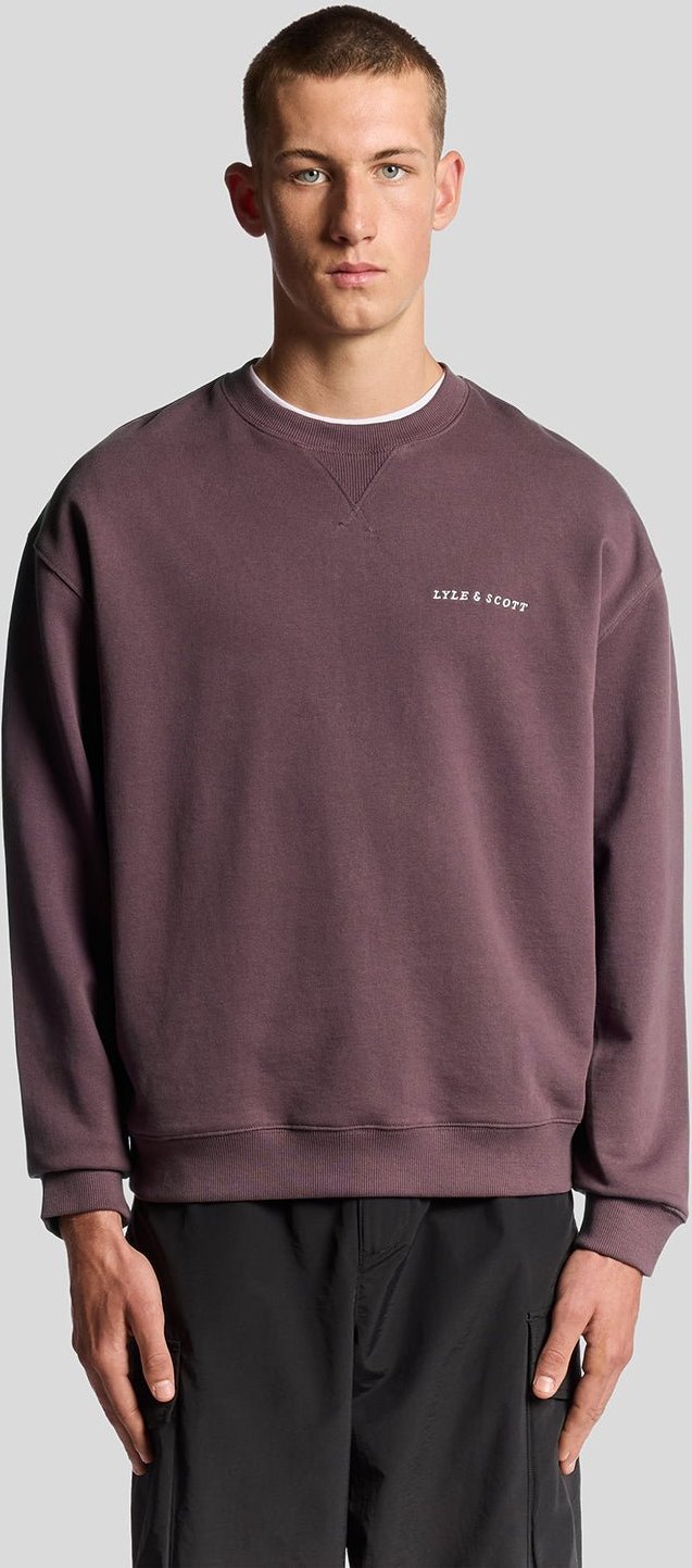 Lyle & Scott – Fleece-Sweatshirt mit Brushback-Schriftzug – Rot