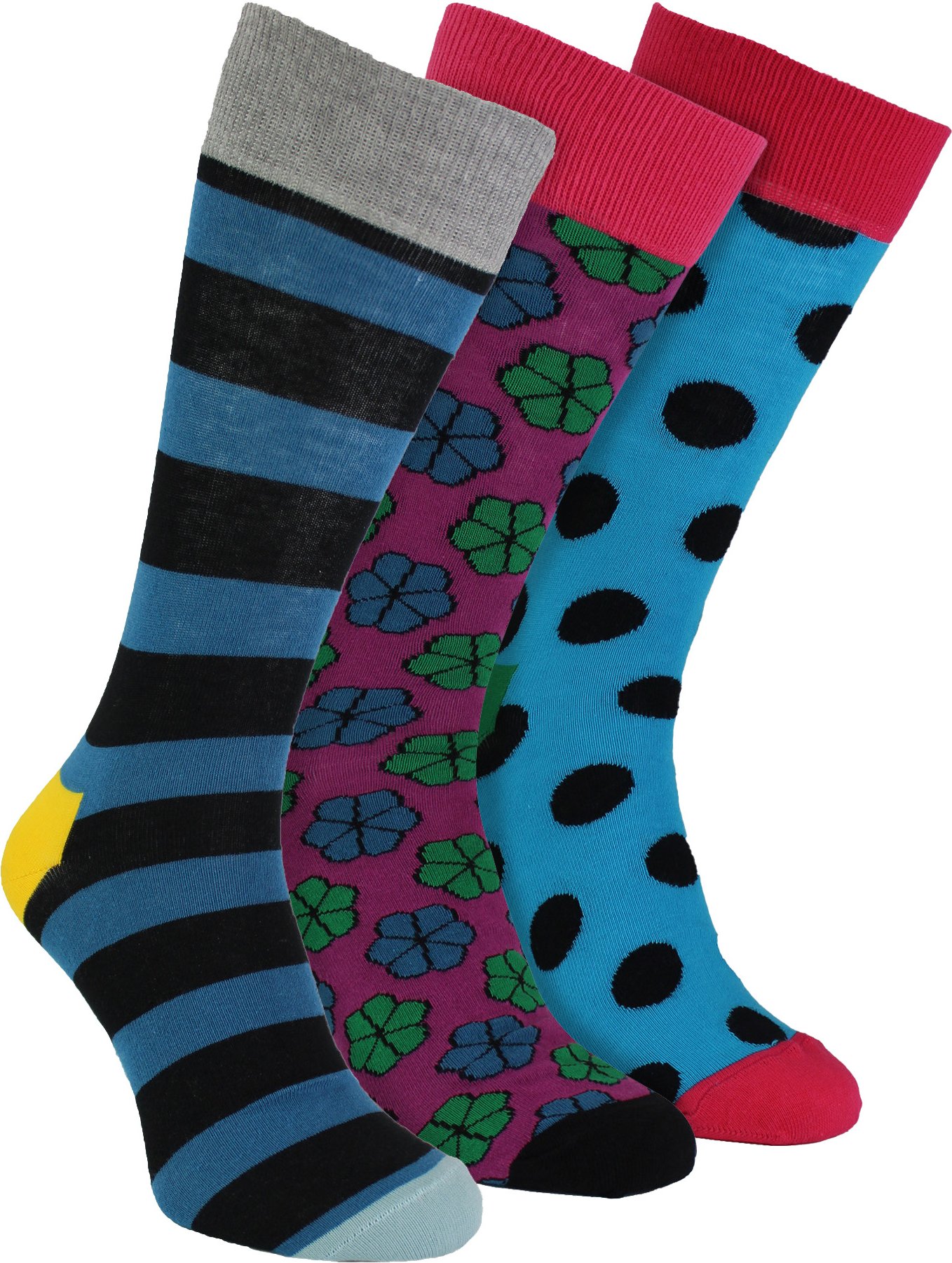 HS by Happy Socks - Herren 3er-Pack bunte Streifen-Kleider-Socken - breite Streifen