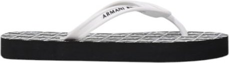 Armani Exchange Schwarz-Weiße Gummi-Flip-Flop-Sandalen