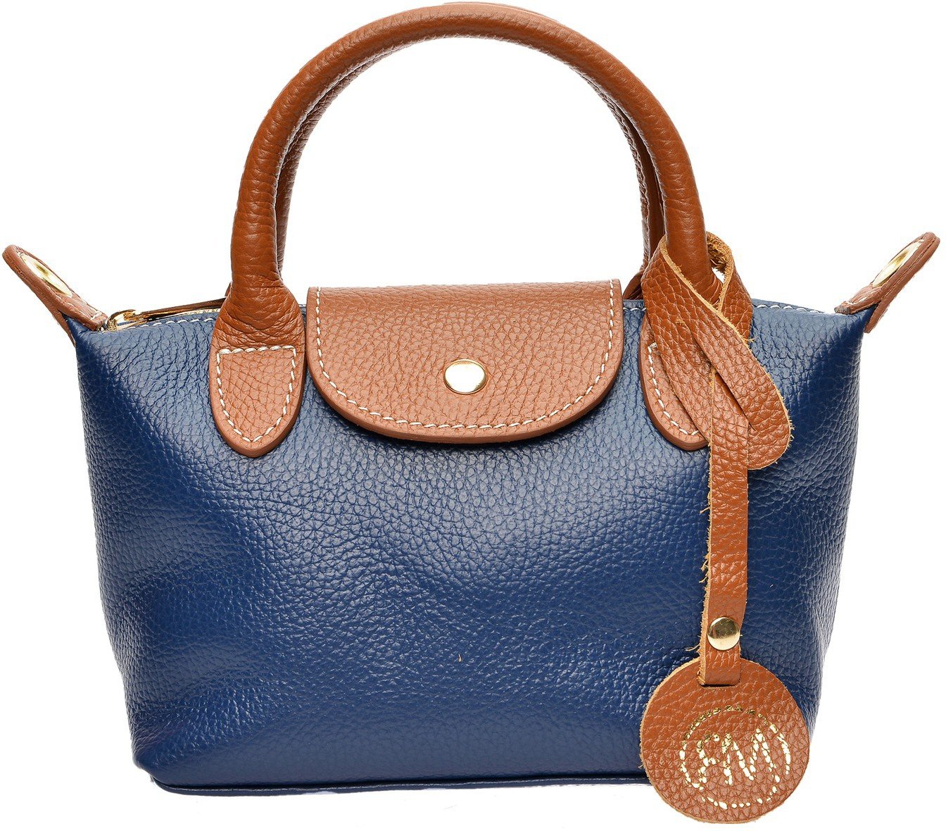 Roberta M Blaue Lederhandtasche
