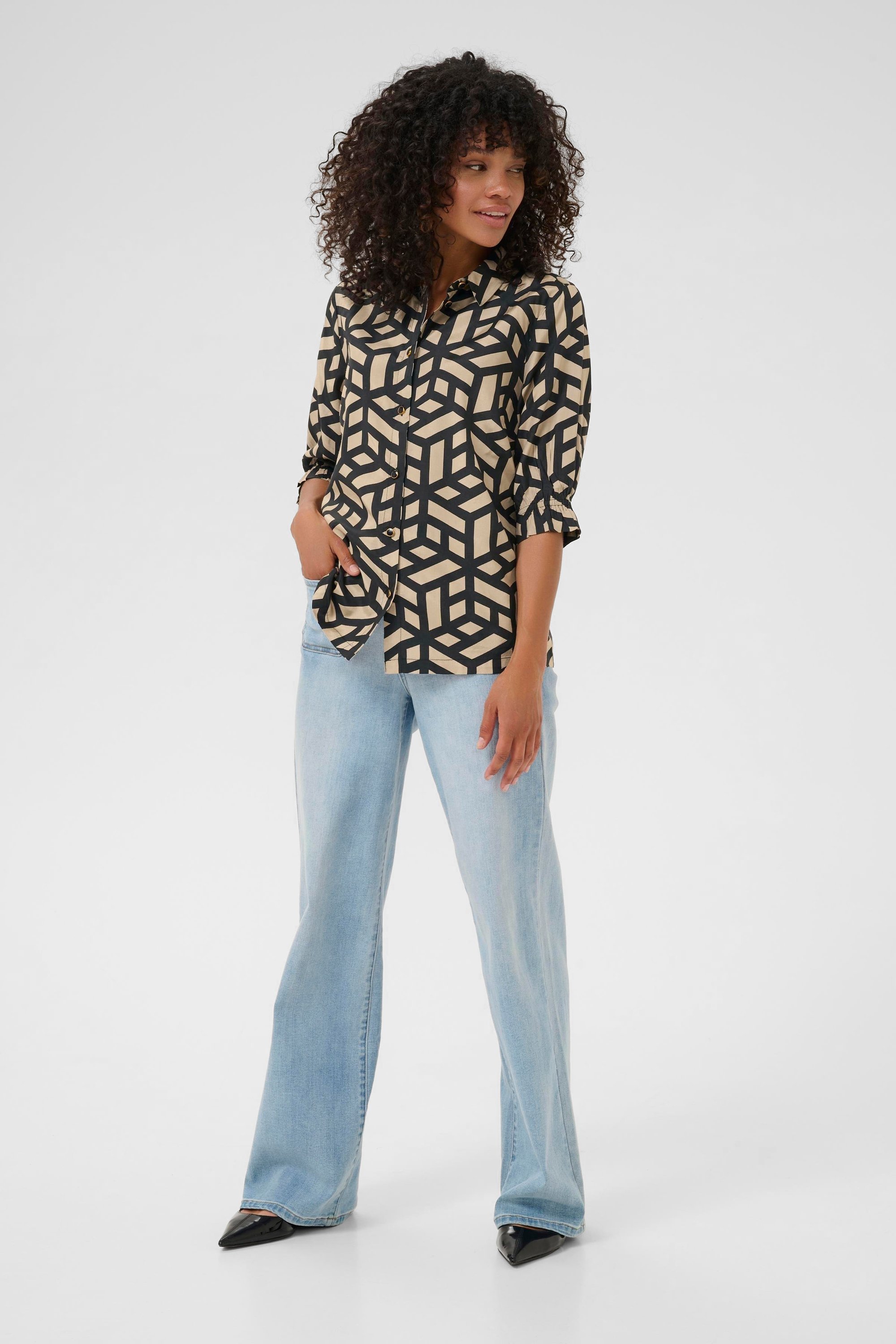 Kurzarm-Bluse KAvelana Regular fit black offwhite