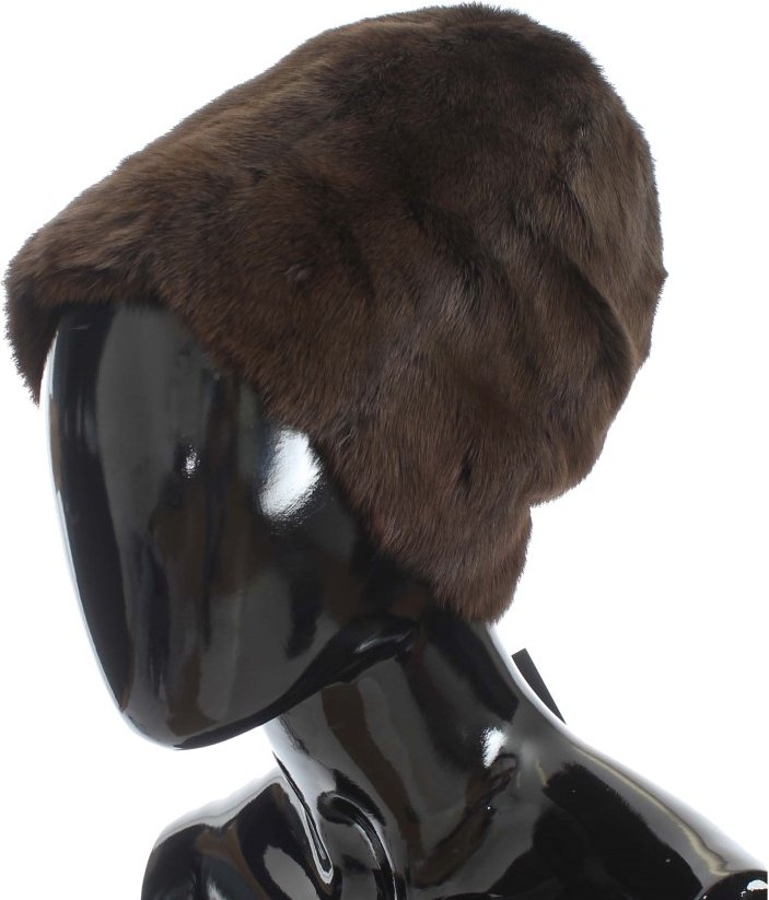Dolce & Gabbana Luxuriöse Braune Marderfell Damenmütze
