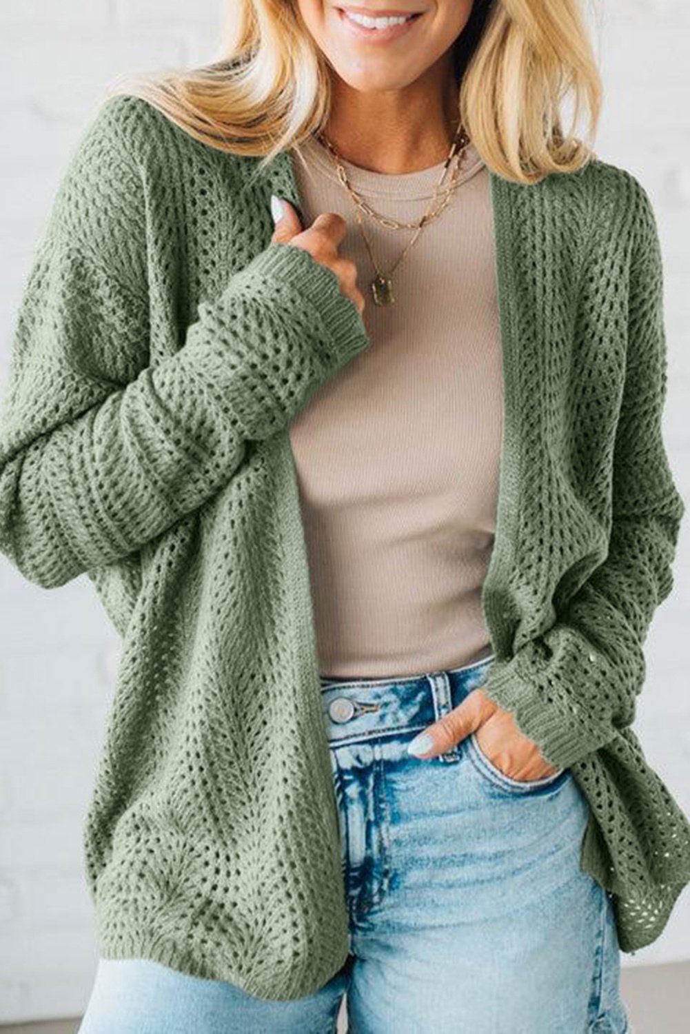 Offener Strick Freizeit Cardigan