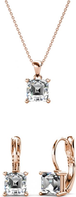 Quadratisches Set und Box - Rose Gold und Kristall