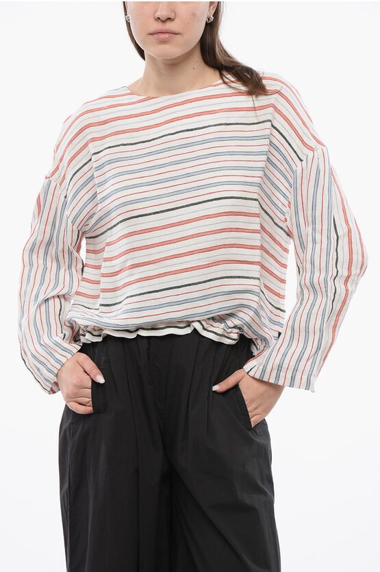 Balanced Stripe VARSITY Bluse aus Leinenmischung in Mehrfarbig