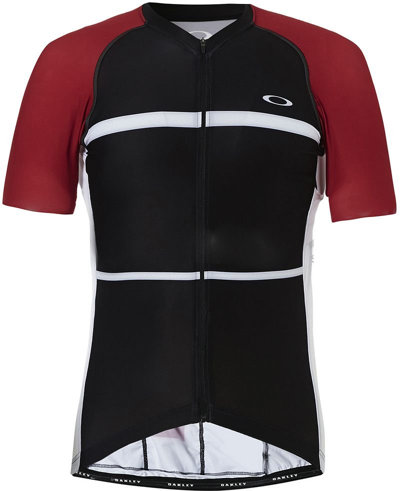 Oakley Kurzarm Zip Up Black Red Mens Cycling T-Shirt 434144 465