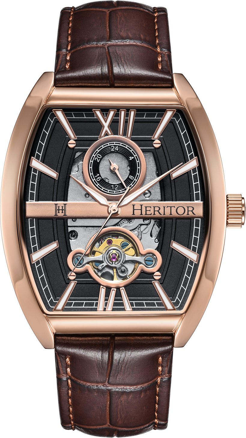 Heritor Automatische Masterson Semi-Skelett Lederarmbanduhr