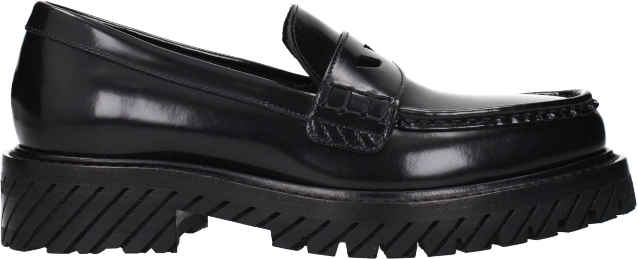 Off-White Schwarze Leder Slipper