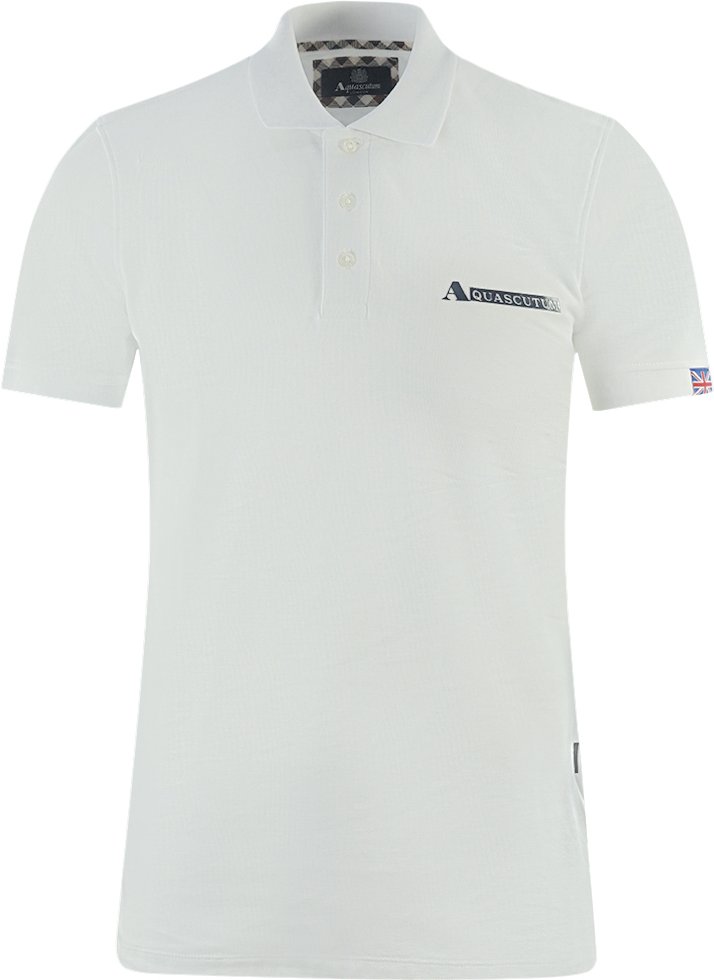 Aquascutum Boxed Logo Weißes Polohemd