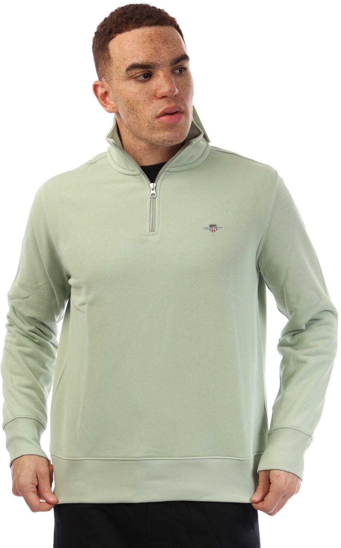 Gant - Sweatshirt für Herren, mit halbem Reißverschluss (Grün)