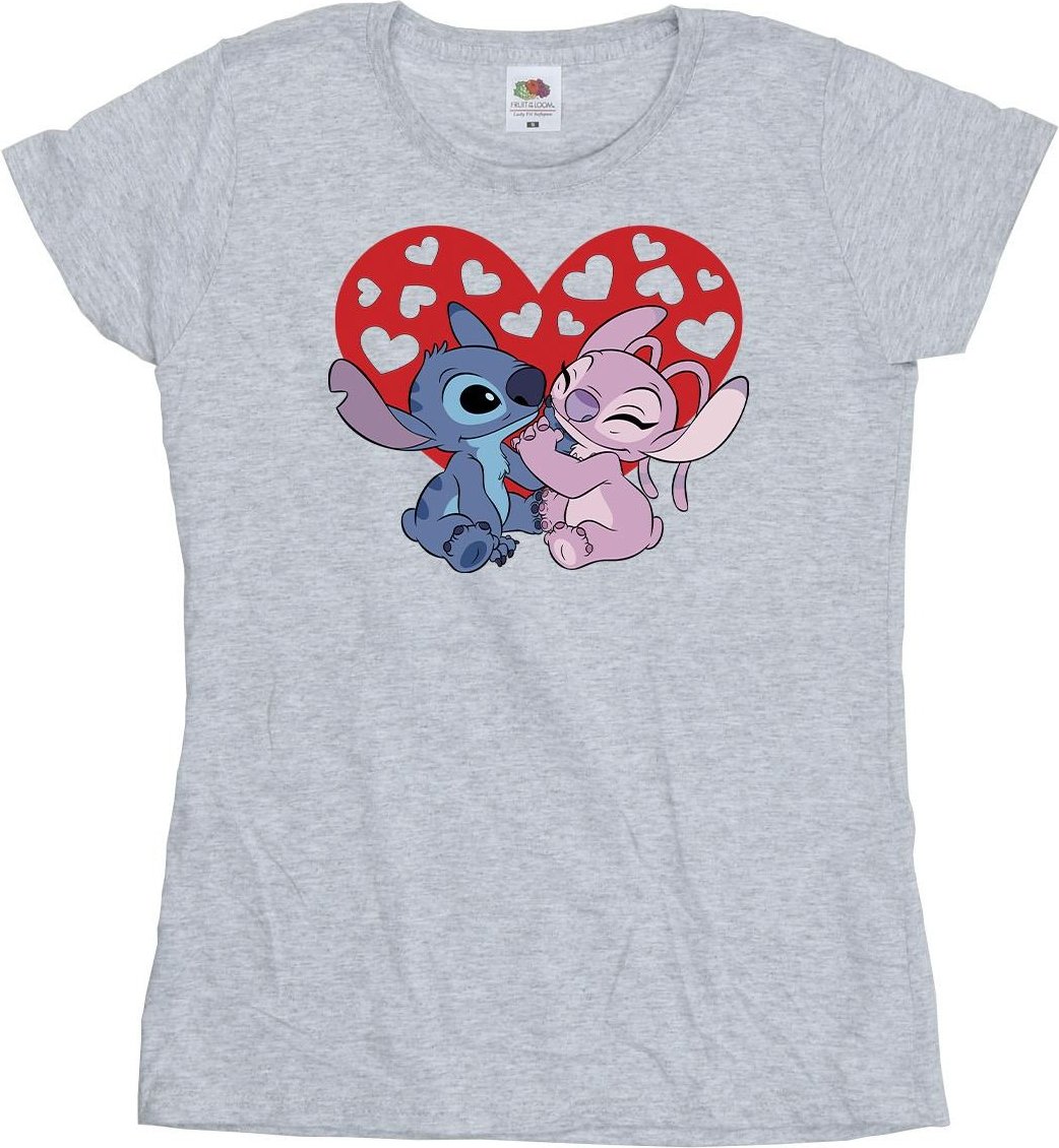 Disney - "Lilo & Stitch Hearts" T-Shirt für Damen (Grau)